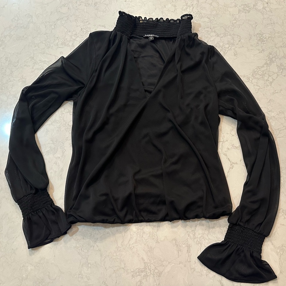 Express XS black long sleeve blouse top